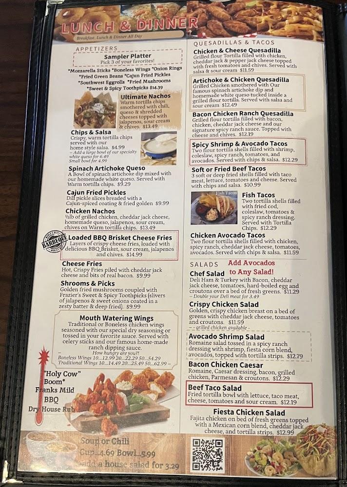 Fraziers Osage Restaurant Menu image 1