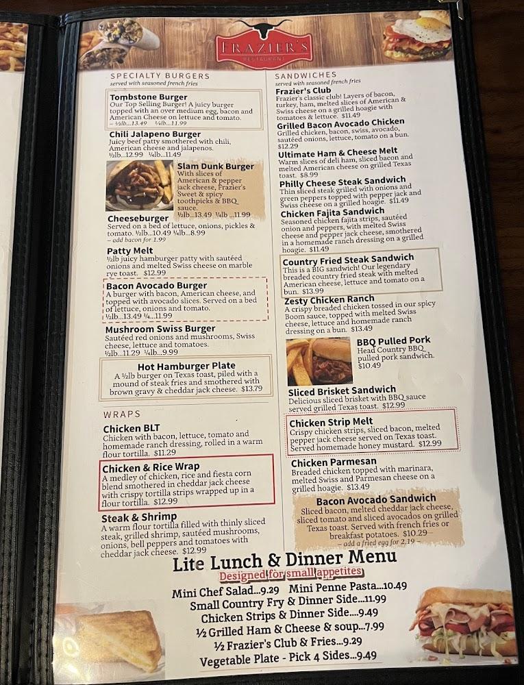Fraziers Osage Restaurant Menu image 2